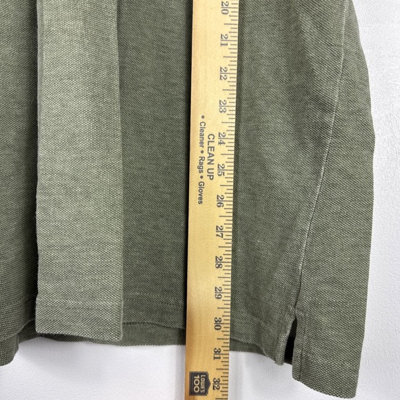 VTG Saddlebred Polo Shirt Men Large Green Denim Collar 100% Cotton Short Sleeve - Picture 6 of 8